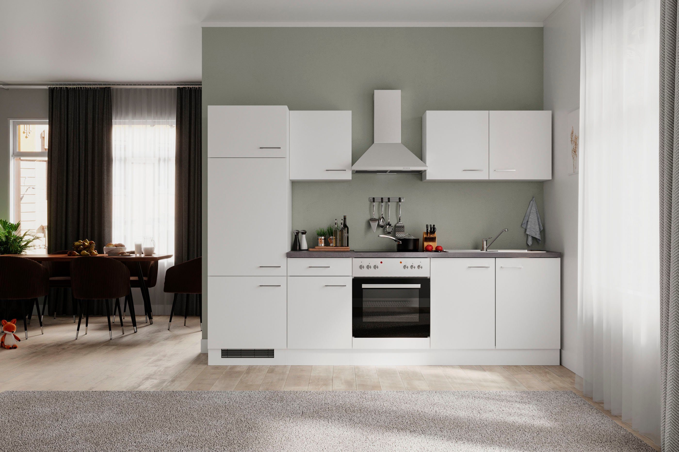 Flex-Well Küchenzeile Kopenhagen, wahlw. mit E-Geräten, Breite 270 cm, viele Farbvarianten erhältlich