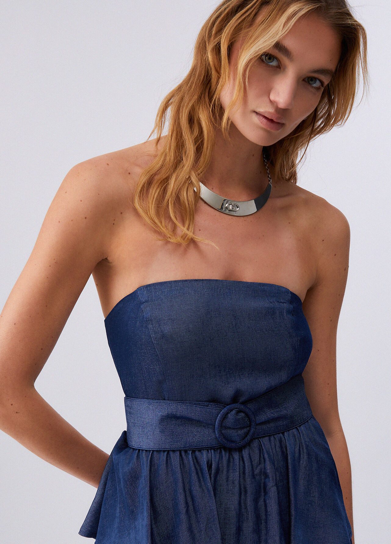 Liu Jo Jeanskleid CHAMBRAY - Midikleid Damen - Sommerkleid - locker - gerüscht – Bild 5 von 5