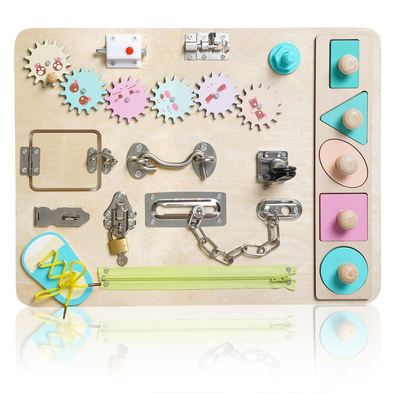 LBLA Lernspielzeug Busy Board Montessori Activity Board Holzspielzeug, Pädagogisches Sensorisches Lernspielzeug für Kleinkinder ab 1 Jahre