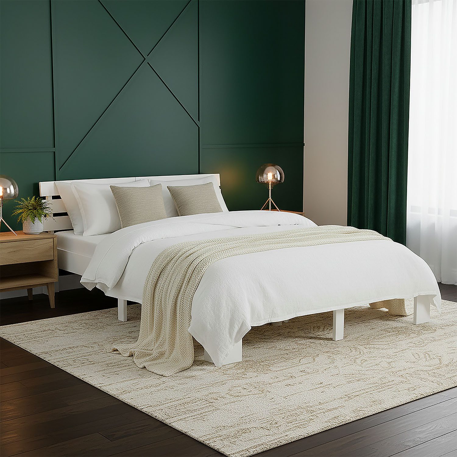 Homestyle4u Massivholzbett 90x200 120x200 140x200 160x200 180x200 mit Lattenrost Doppelbett (Set, mit Lattenrost, Weiß), 140x200, modern, stabil