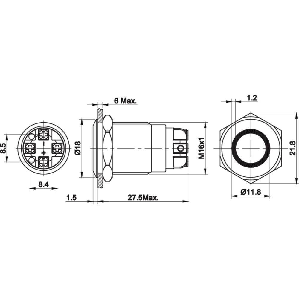 TRU COMPONENTS Schalter Vandalismusgeschützter Druckschalter TC-7494688, überlistungssicher, für Drucktaster