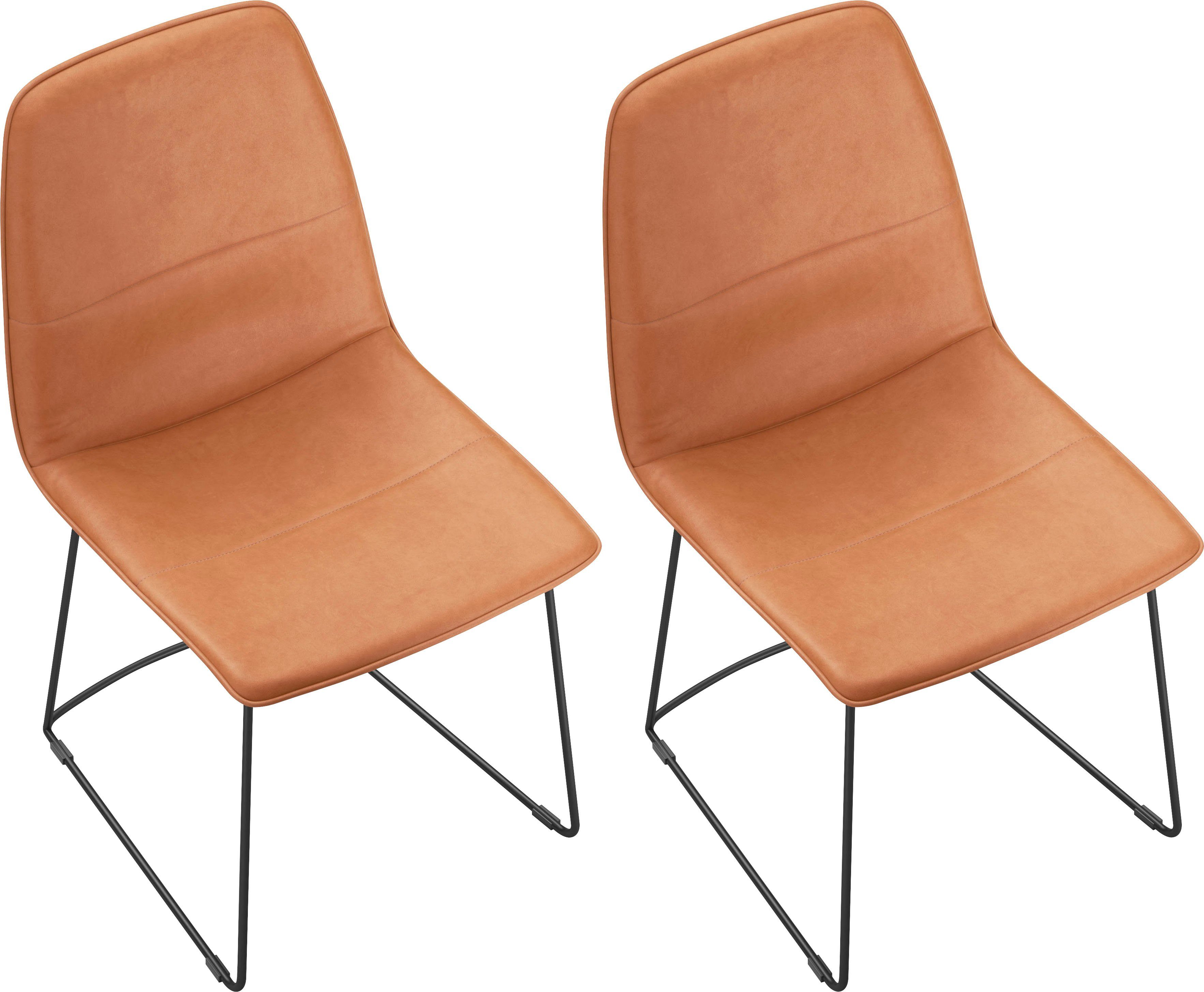 freistil ROLF BENZ Schalenstuhl 117 (2 St), mit schmalem Metallgestell in Schwarz, ohne Armlehne