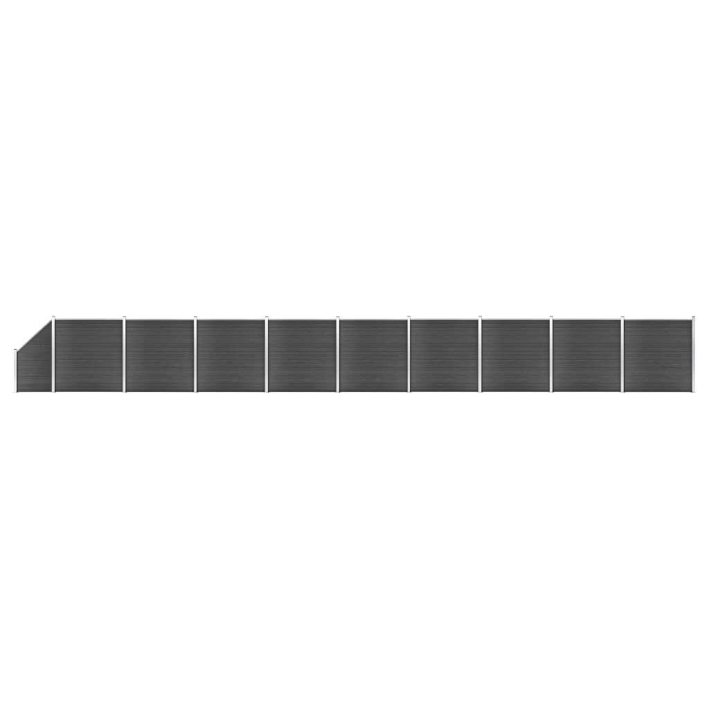 Gartentor Zaunelement Set WPC 1657x105-186 cm Schwarz