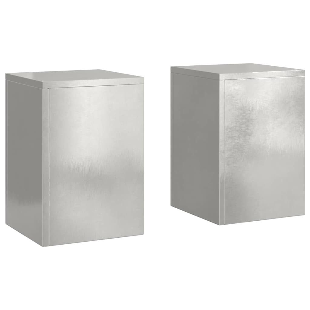 vidaXL Blumenständer Pflanzenständer 2 pcs Silber 24 x 24 x 35 cm Edelstahl (2 St)