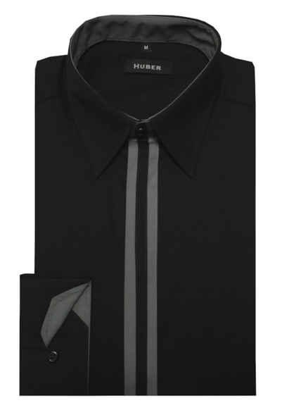 Huber Hemden Langarmhemd HU-0451 Kentkragen, Verdeckte Leiste, Regular Fit-gerader Schnitt, Made in EU