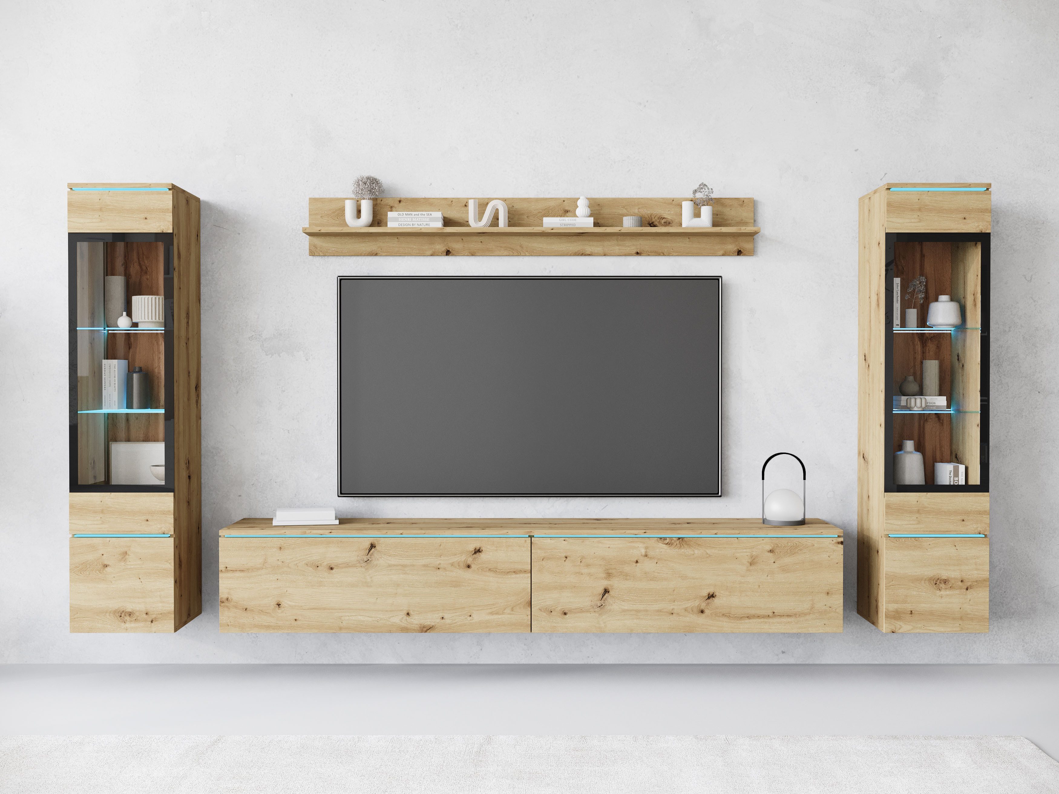 INOSIGN Wohnwand VERA II, Vitrinen Türanschlag wechselbar, (Komplett-Set, 4 günstig online kaufen