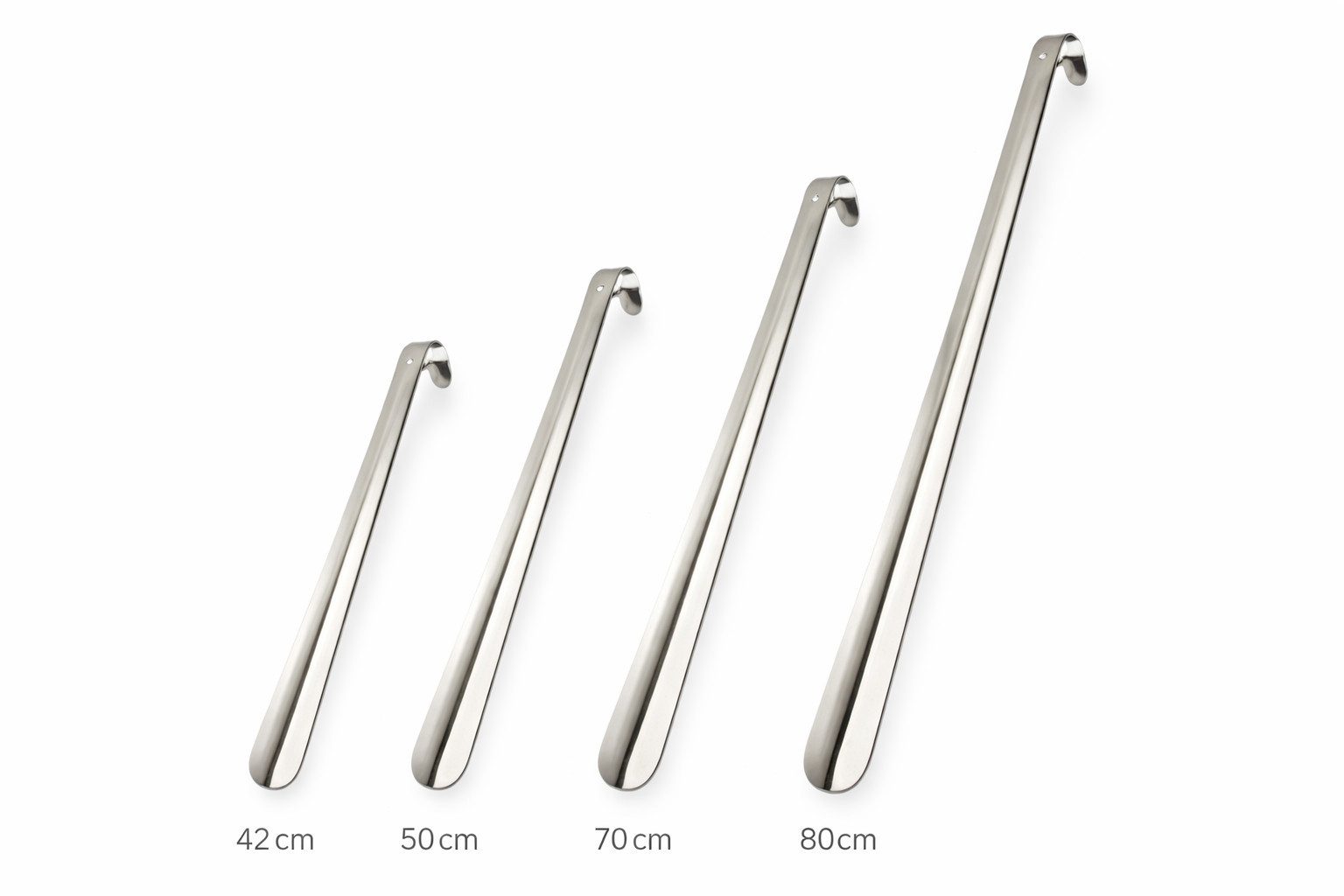 TelMo Schuhlöffel 70cm Schuhanzieher aus Metall, verchromt, sehr stabile Ausführung