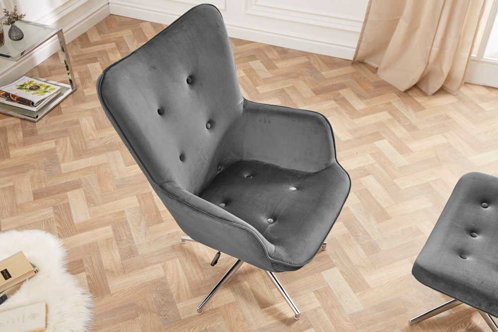 riess-ambiente Drehsessel MR. LOUNGER grau, mit Samt-Bezug