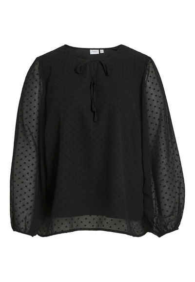 Vila Blusenshirt Plus Size Blusen Shirt Top mit Design Ballonärmeln 6816 in Schwarz