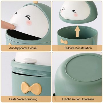 Rnemitery Tischrestebehälter Niedlicher Mini-Schreibtisch-Mülleimer mit Deckel Kunststoff-Mülleimer