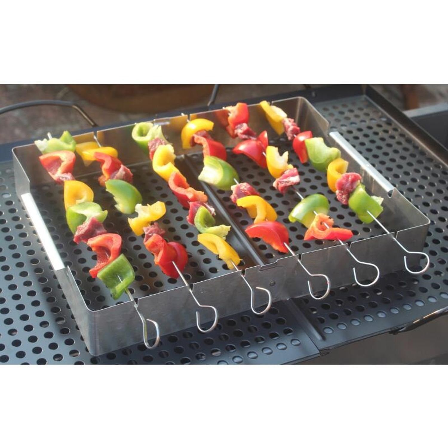 Grillspieß 12x Schaschlik-Aufsatz Edelstahl 34x26cm Schaschlikspieße Küche Hausha