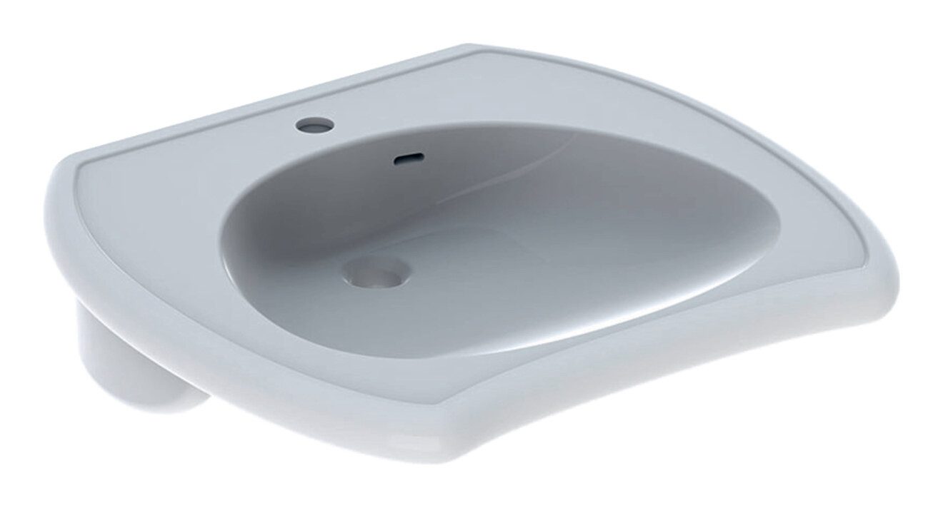 GEBERIT Waschtisch Vitalis, Unterfahrbar m. Hahnloch m. Überlauf 650 x 600 mm - Weiß m. KeraTect