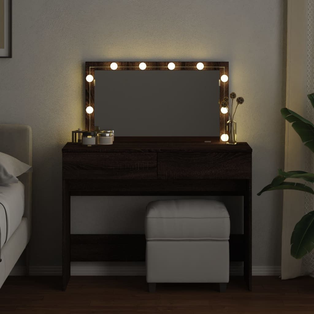 vidaXL Schminktisch Schminktisch mit LED Braun günstig online kaufen