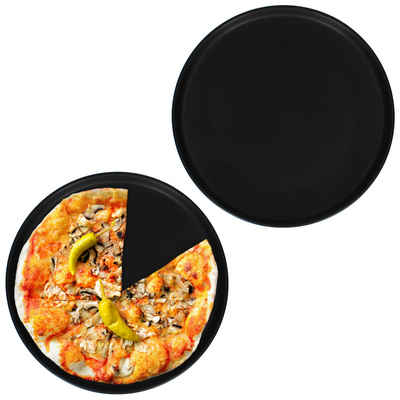 MamboCat Speiseteller 2er Set Pizzateller Nero schwarz groß Ø 31cm Grill-Platte