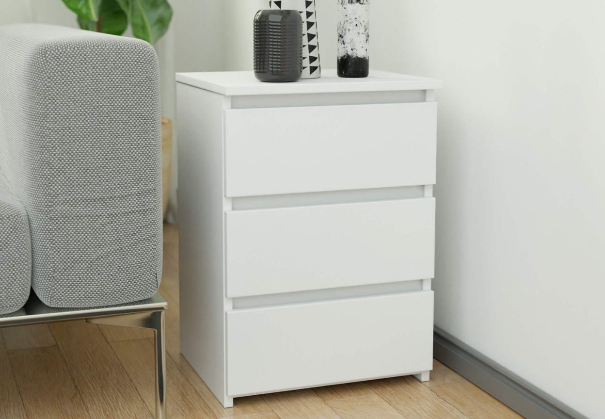 Home Collective Kommode 40 cm breit Holz Highboard Sideboard für Flur Schlafzimmer Wohnzimmer (Mehrzweckschrank Schrank schmal Kommode Schlafzimmer mit Schubladen), Kinderzimmer Organizer, 57 cm hoch mit 3 Schubladen weiß