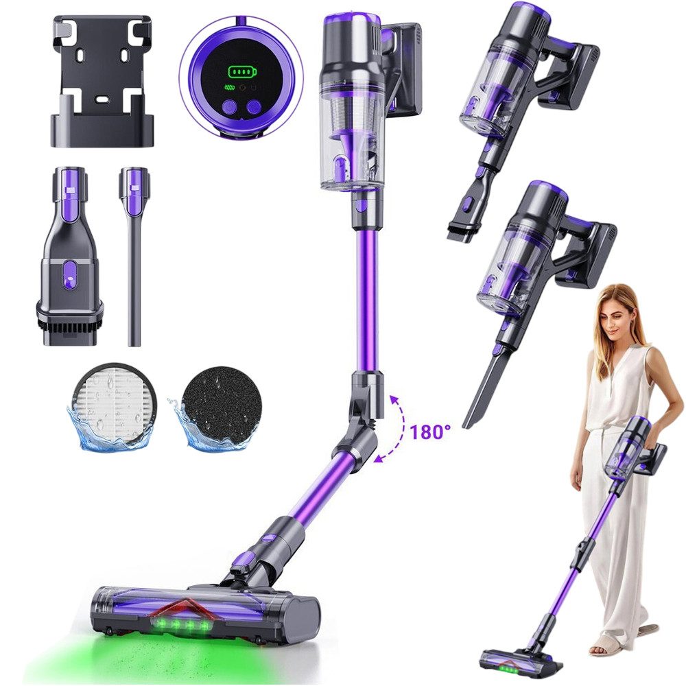 Blossom Akku-Hand-und Stielstaubsauger stielstaubsauger ohne kabel Akku-Hand-und Stielstaubsauger DSV112A, 550 W, beutellos, 55KPA 550W/65MIN Stielstaubsauger Staubsauger kabellos,mit Display