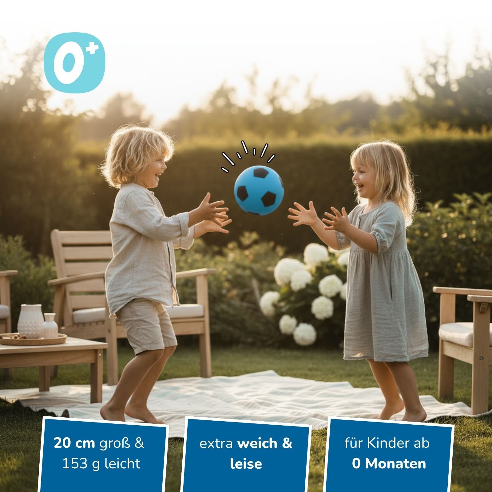 alldoro Softball 6er Set Schaumstoff-Ball blau Ø 20 cm, weiche Soft-Fußbälle für Kinder, 6 sichere Kinderbälle für drinnen & draußen, geeignet ab 0 Jahren
