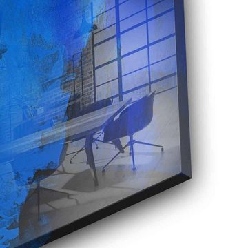 DOTCOMCANVAS® Acrylglasbild Extract - Acrylglas, Acrylglasbild blau gelb beige moderne abstrakte Kunst Druck Wandbild