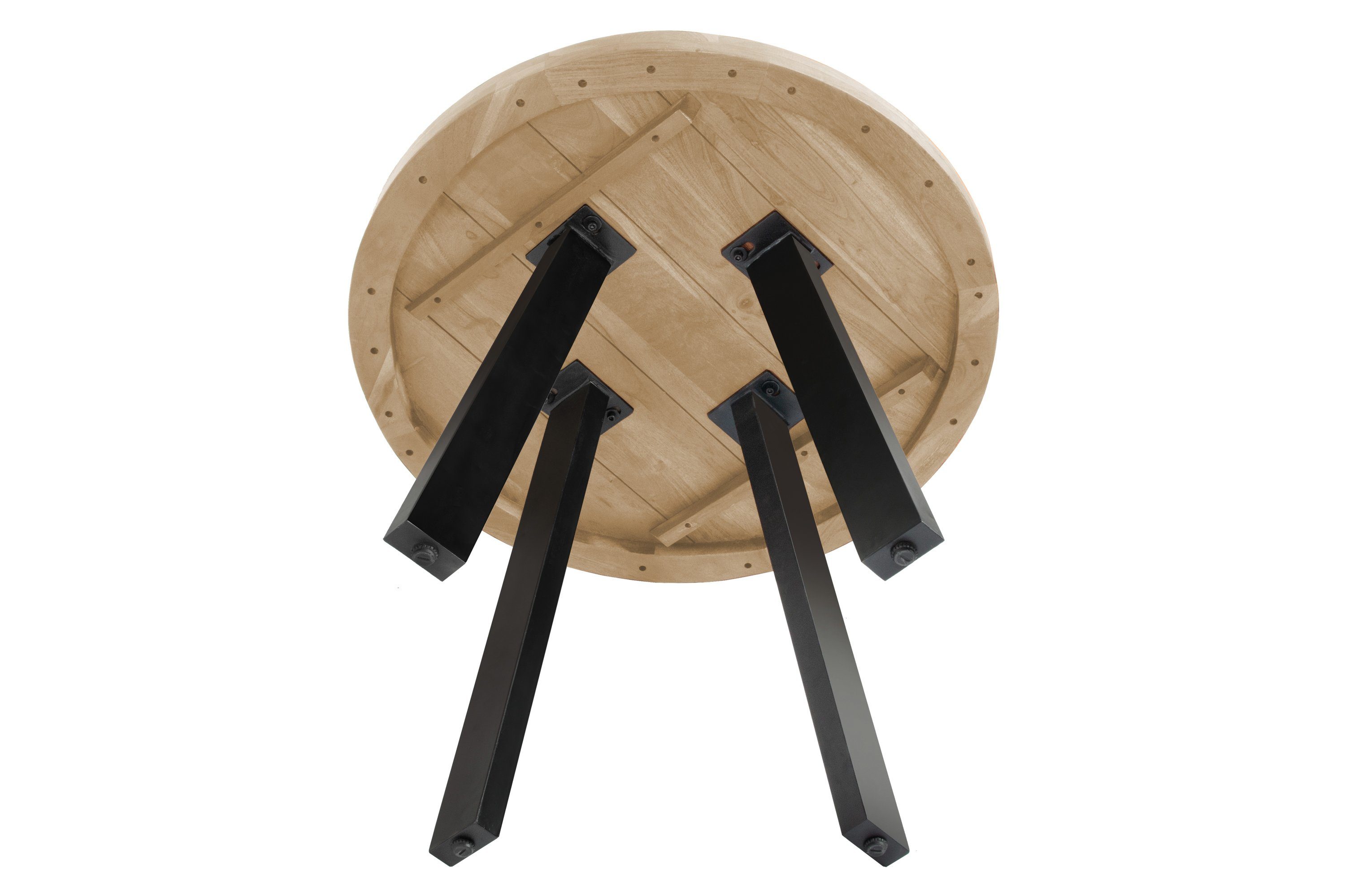 SAM® Esstisch Samira, 4-Fußgestell Tischplatte, aus | natur schwarz runde Metall Akazienholz
