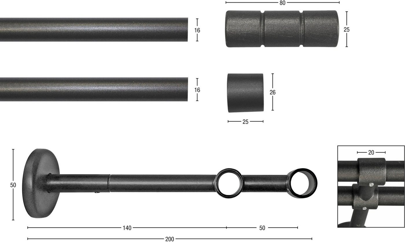 Gardinenstange »Staura«, GARESA, Ø 16 mm, 2-läufig, Wunschmaßlänge-kaufen