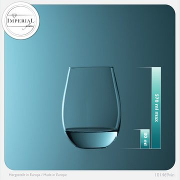 IMPERIAL glass Weinglas Weingläser ohne Stiel, Glas, 570ml moderne Weißweingläser Rotweingläser Spülmaschinenfest