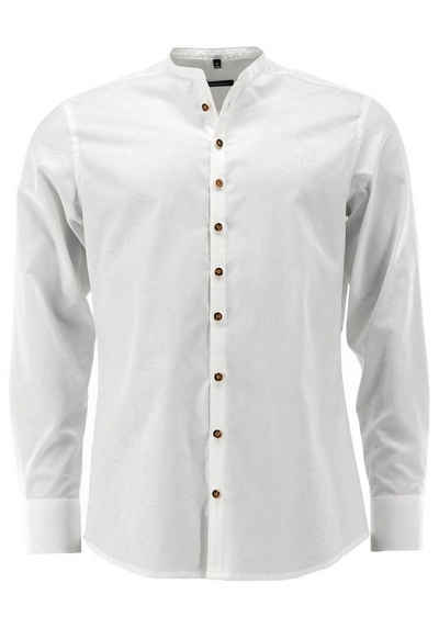OS-Trachten Trachtenhemd Dreyas Langarmhemd mit Hirsch-Stickerei auf der Brusttasche
