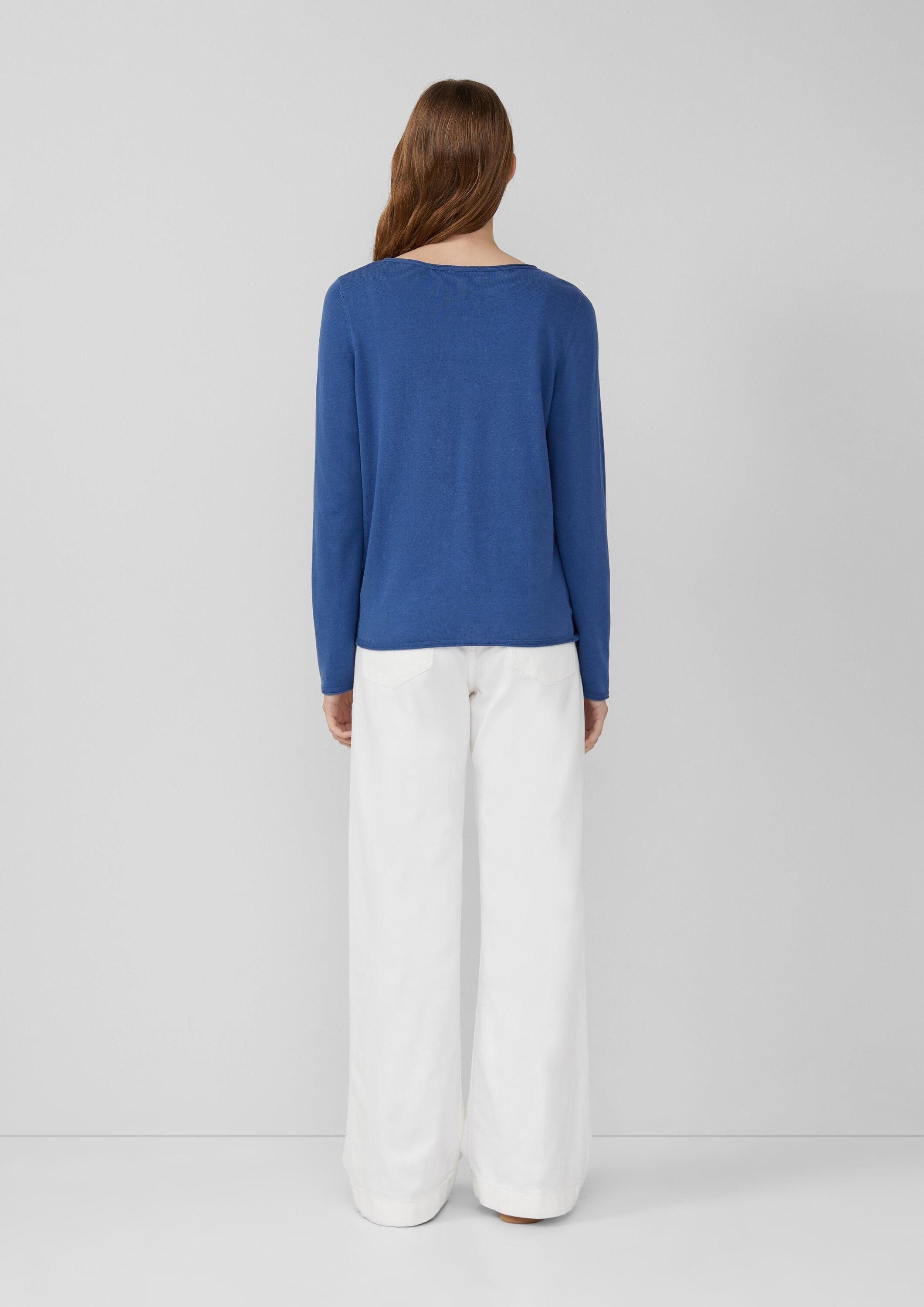 s.Oliver Longpullover Strickpullover Weicher Feinstrickpullover mit Rollkanten