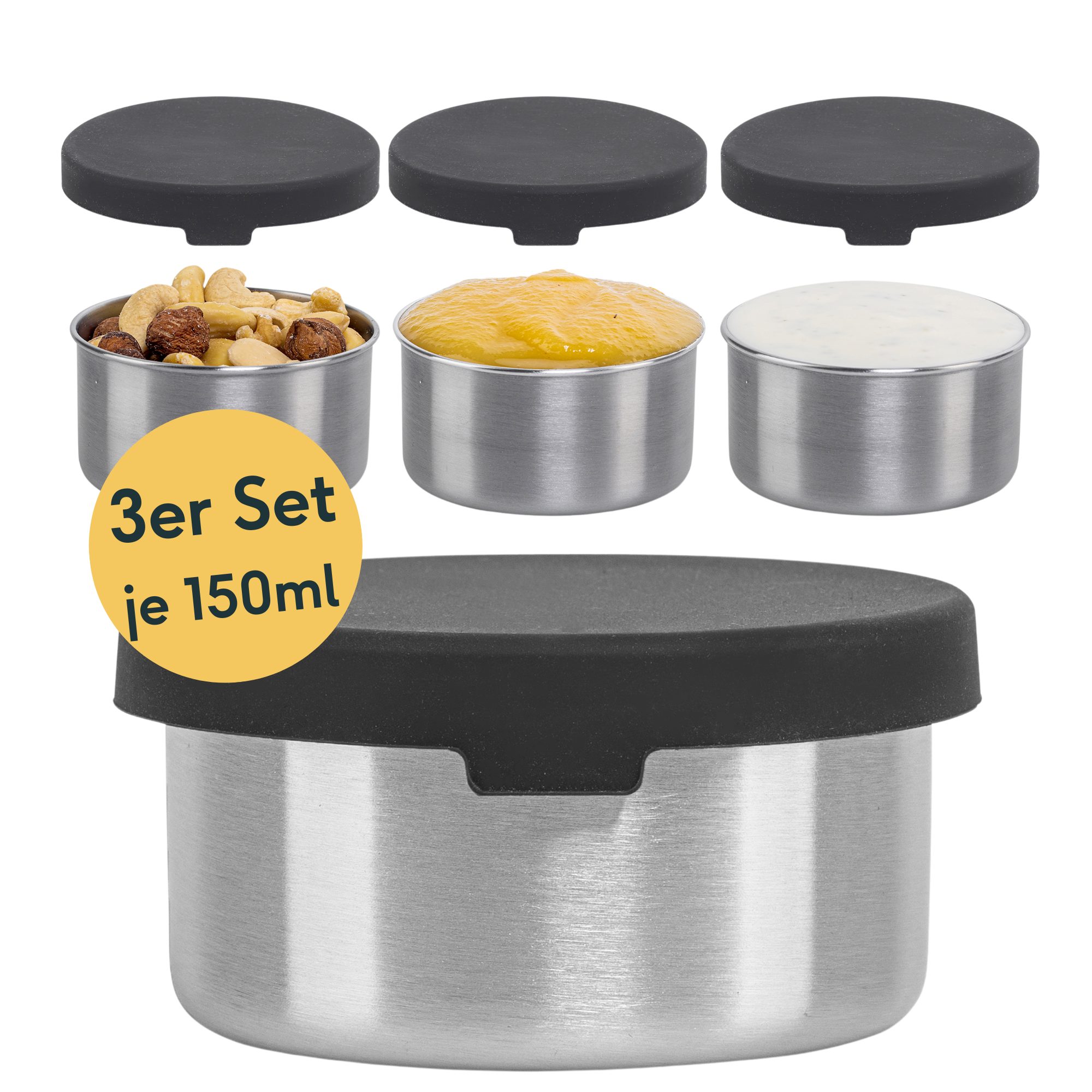 SILBERTHAL Dipschale Mini Dose aus Edelstahl 3er Set, Edelstahl, (3-tlg)