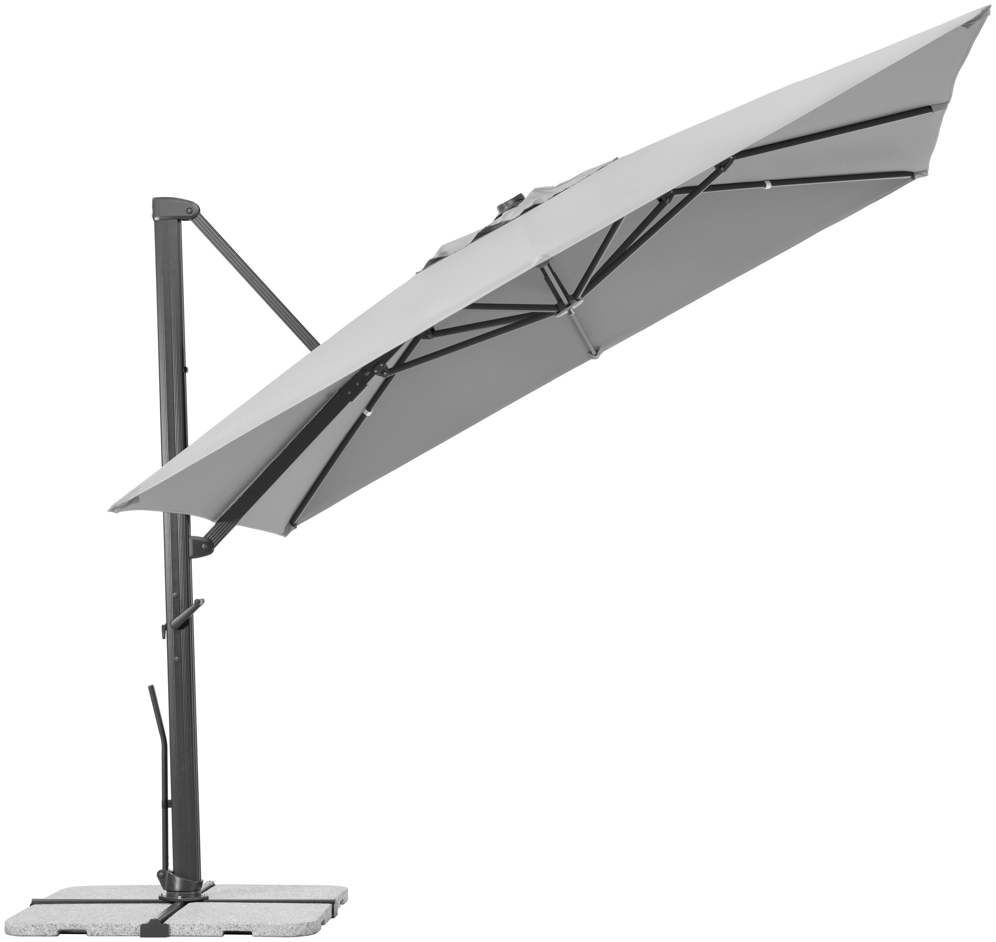 Schneider Schirme Ampelschirm Rhodos Smart, BxL: 300x300 cm, Alu/Polyester, inkl. Plattenständer/Schutzhülle