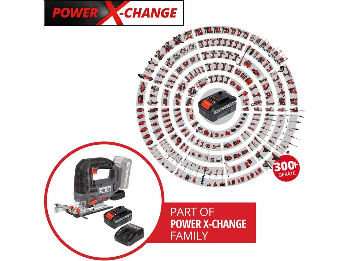 KRAFTIXX® Stichsäge KX-SS 18 Li, Set, 3-St., inkl. 3,0Ah Akku, kompatibel mit Einhell Power X-Change Akkusystem – Bild 2 von 5