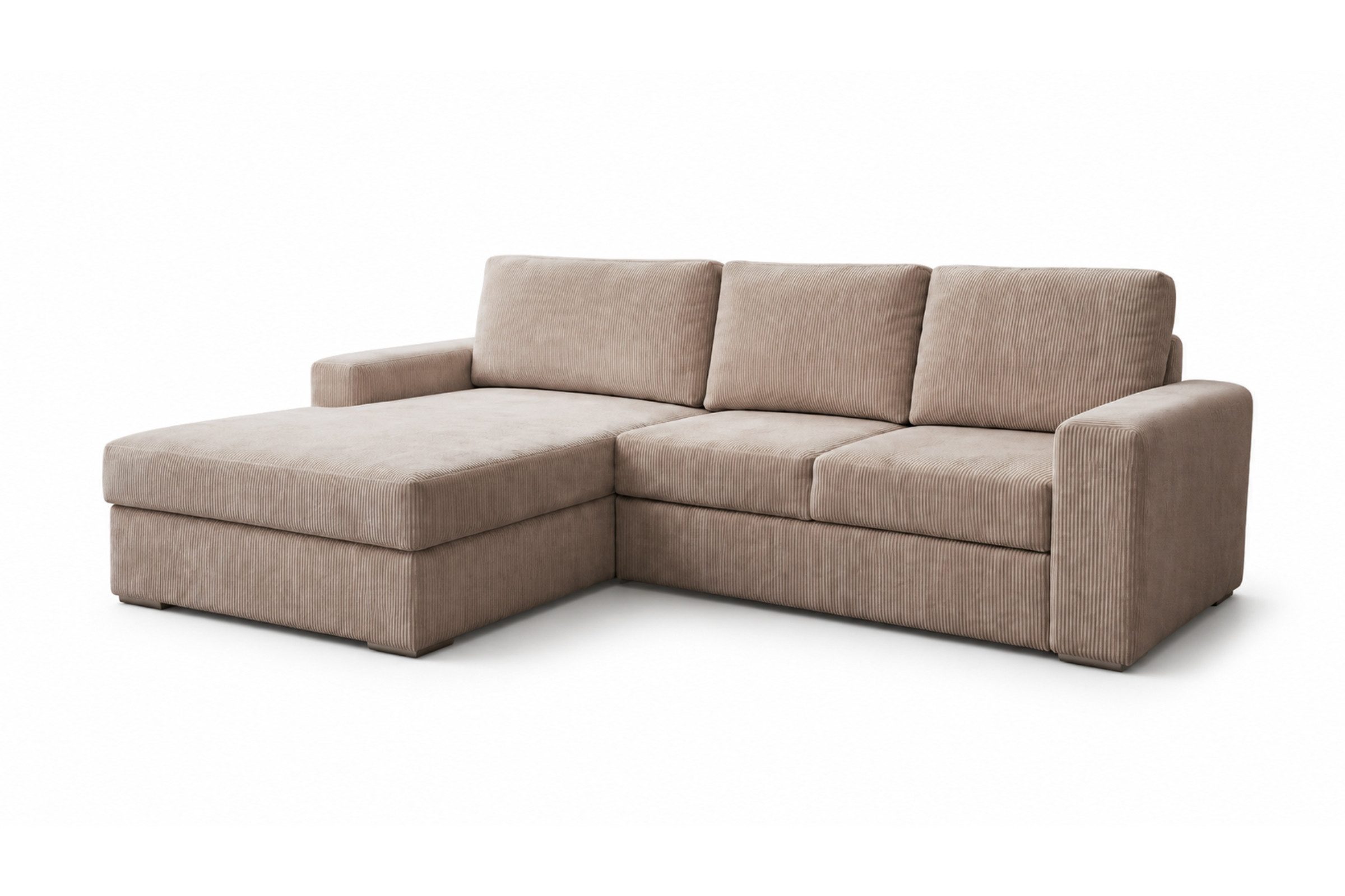 Deine Möbel 24 Ecksofa CORD XL 275 cm breit in Cord-Stoff Kuschelsofa, Ecksofa mit Ottomane 1 Teile, Weiches POSO Cord Ecksofa, tief, pflegeleicht