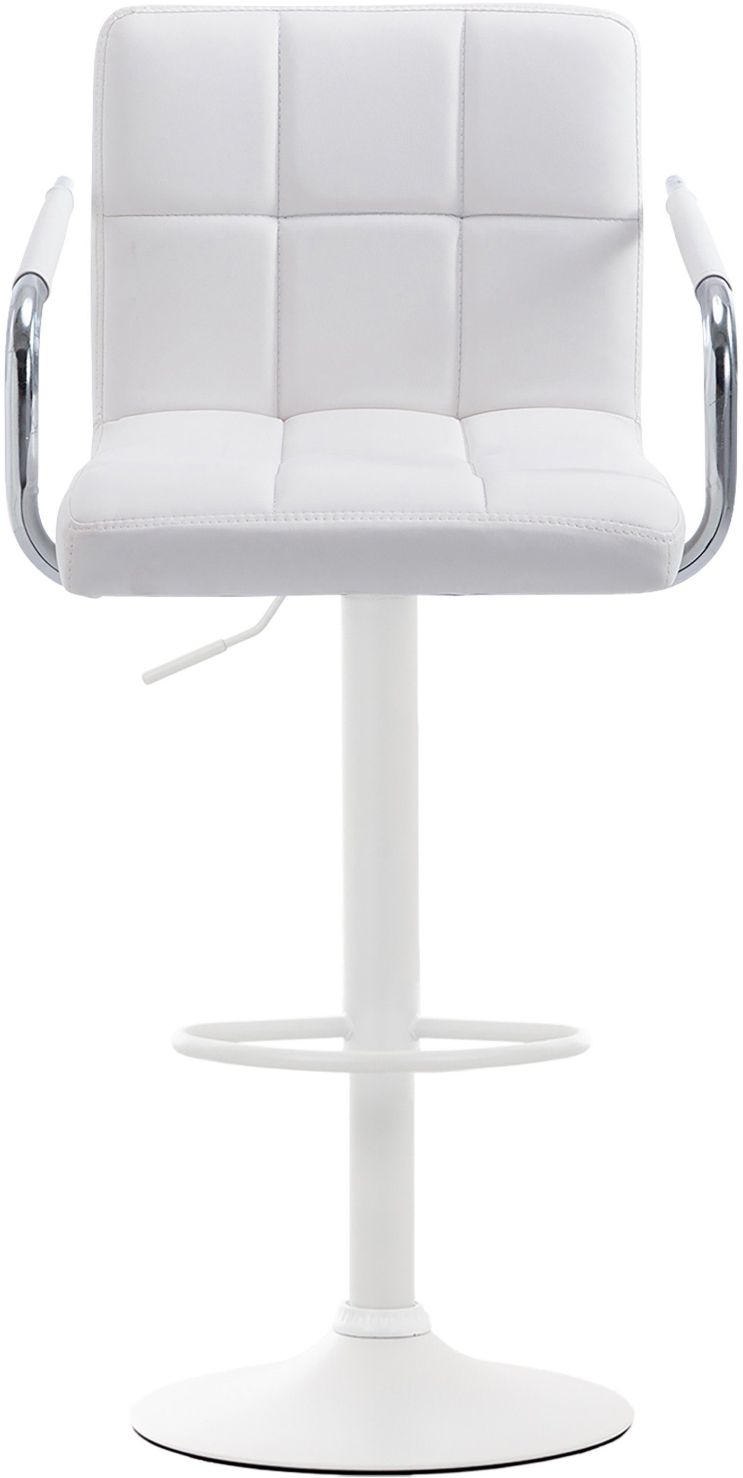 Barhocker weiß Rückenlehne Sitzfläche: - für - Metall & höhenverstellbar Barstuhl TPFLiving 360° Weiß Lucy - (mit drehbar Kunstleder - V2 Theke Hocker Gestell: Küche),
