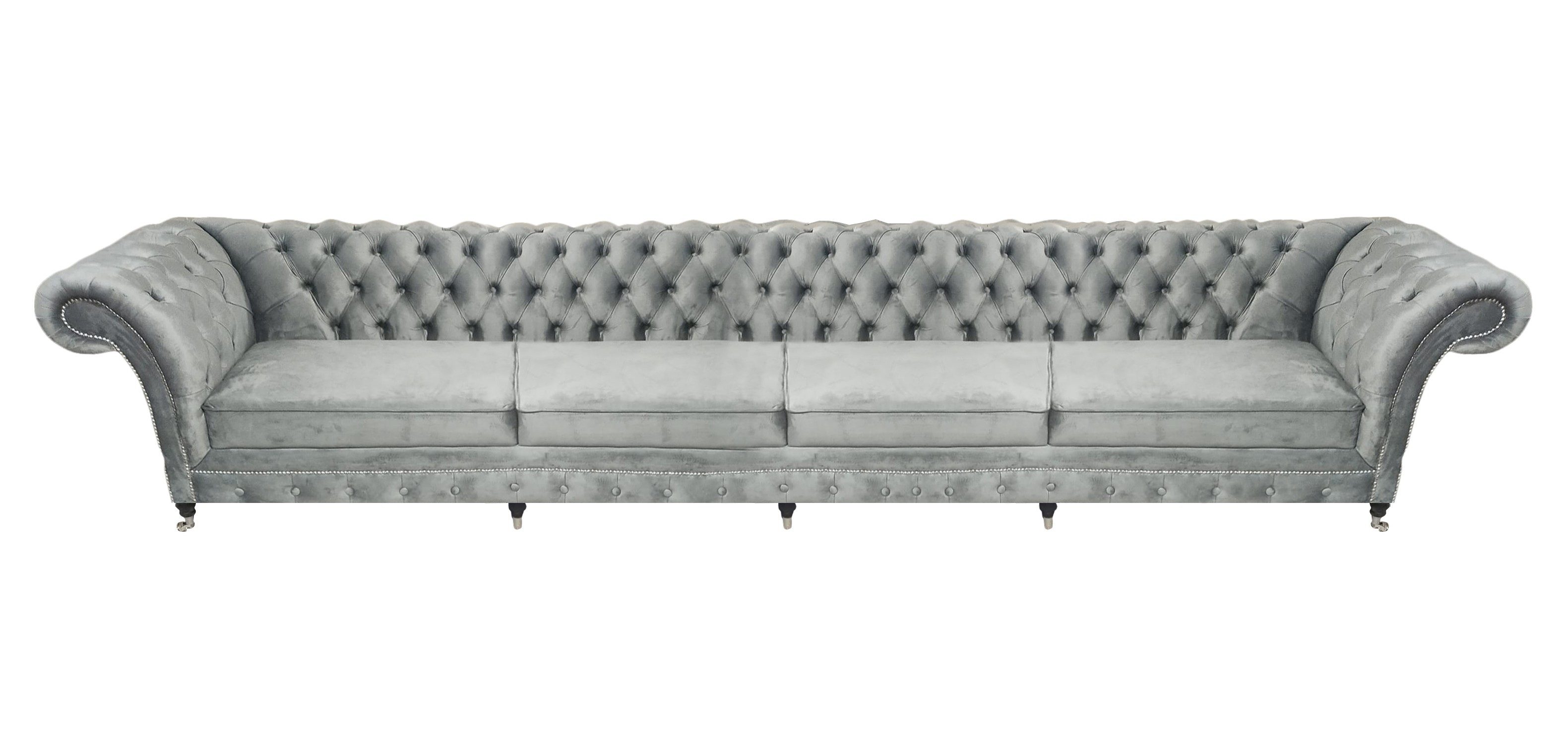 Chesterfield-Sofa Graues Designer-Sofa mit eleganten Knöpfen und pflegeleichtem Bezug