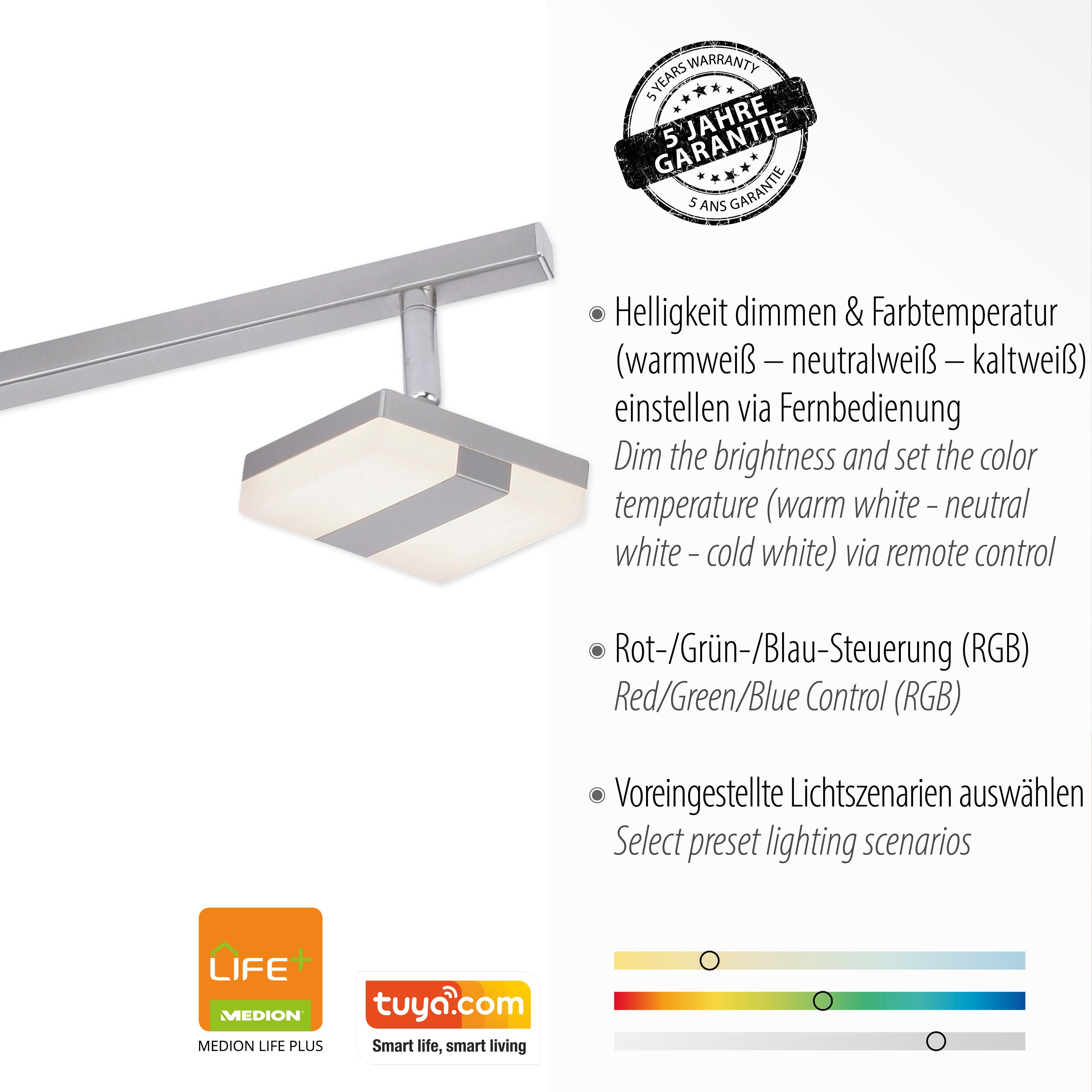 JUST LIGHT LED Deckenleuchte Ls-SABI, Dimmfunktion, Memory, nach Trennung vom Netz, LED fest integriert, warmweiß - kaltweiß, dimmbar über Fernbedienung
