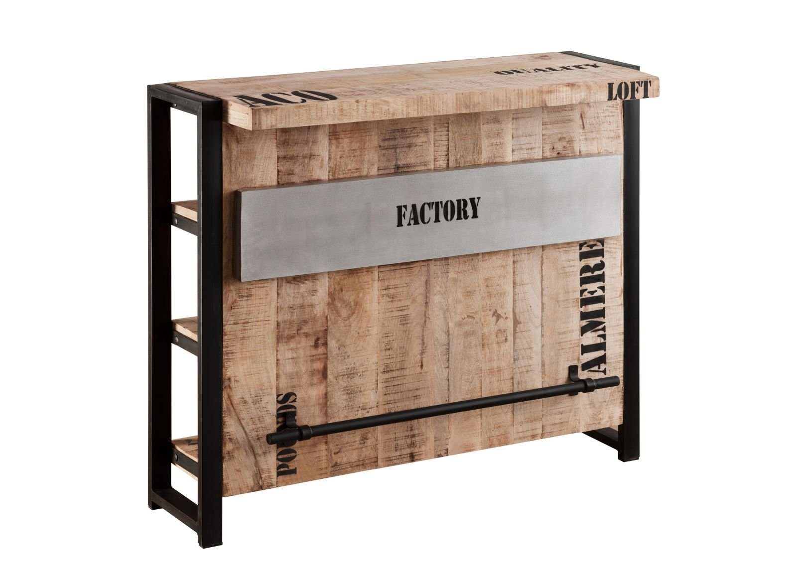 Massivmoebel24 Barschrank (Bar Mango 120x45x100 natur bedruckt FACTORY #140 günstig online kaufen