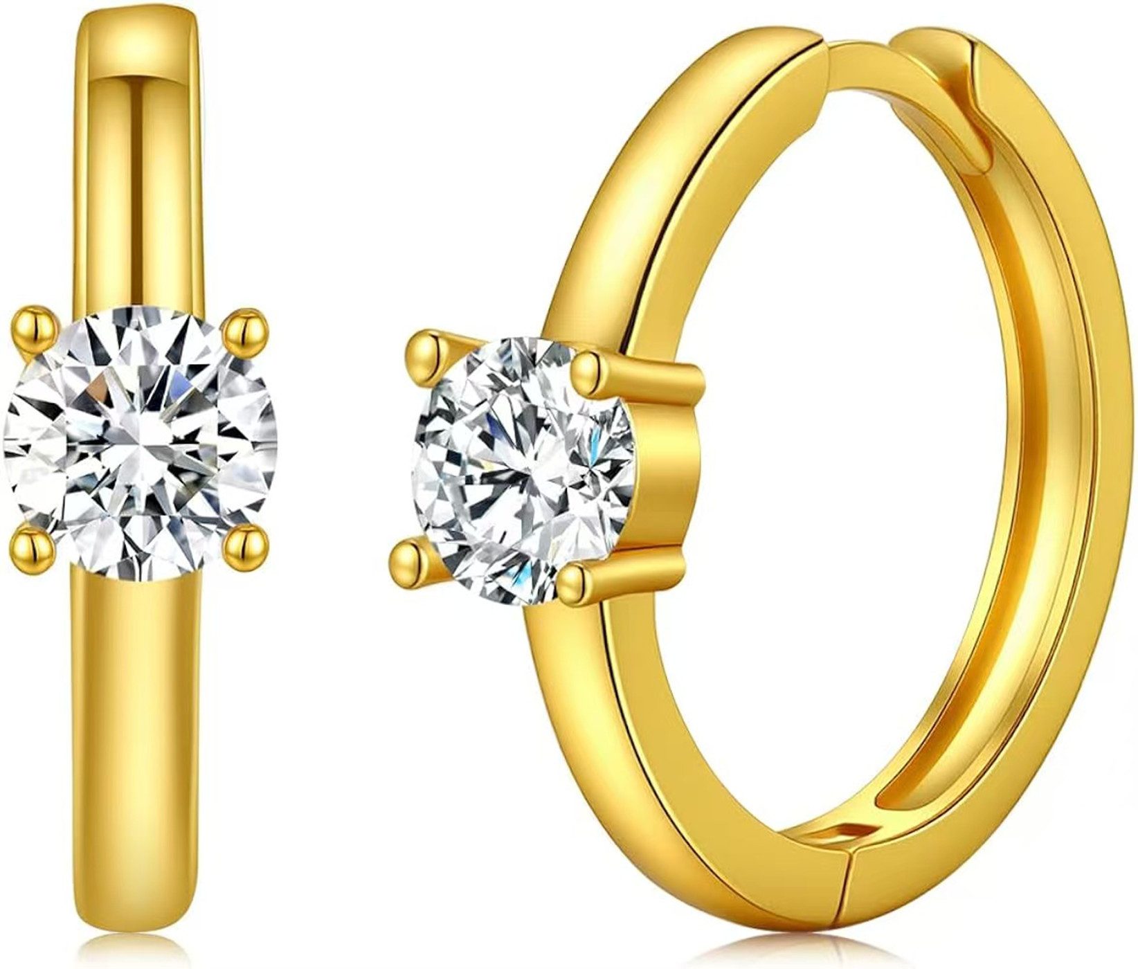 Paar Ohrstecker mit Ohrklemme Diamantohrringe, D/E,VVS/VS,14K Gelbgold,Damenohrringe