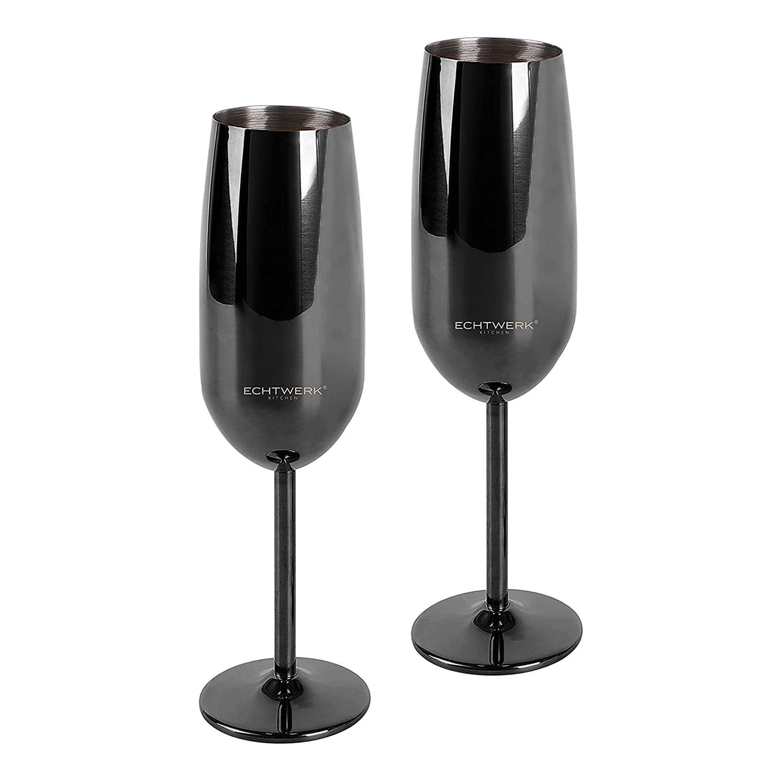 ECHTWERK Glas Sekt-/Champagnerkelch, Edelstahl, Unzerbrechliche Gläser für Hochzeit/Outdoor/Picknick, 2-tlg