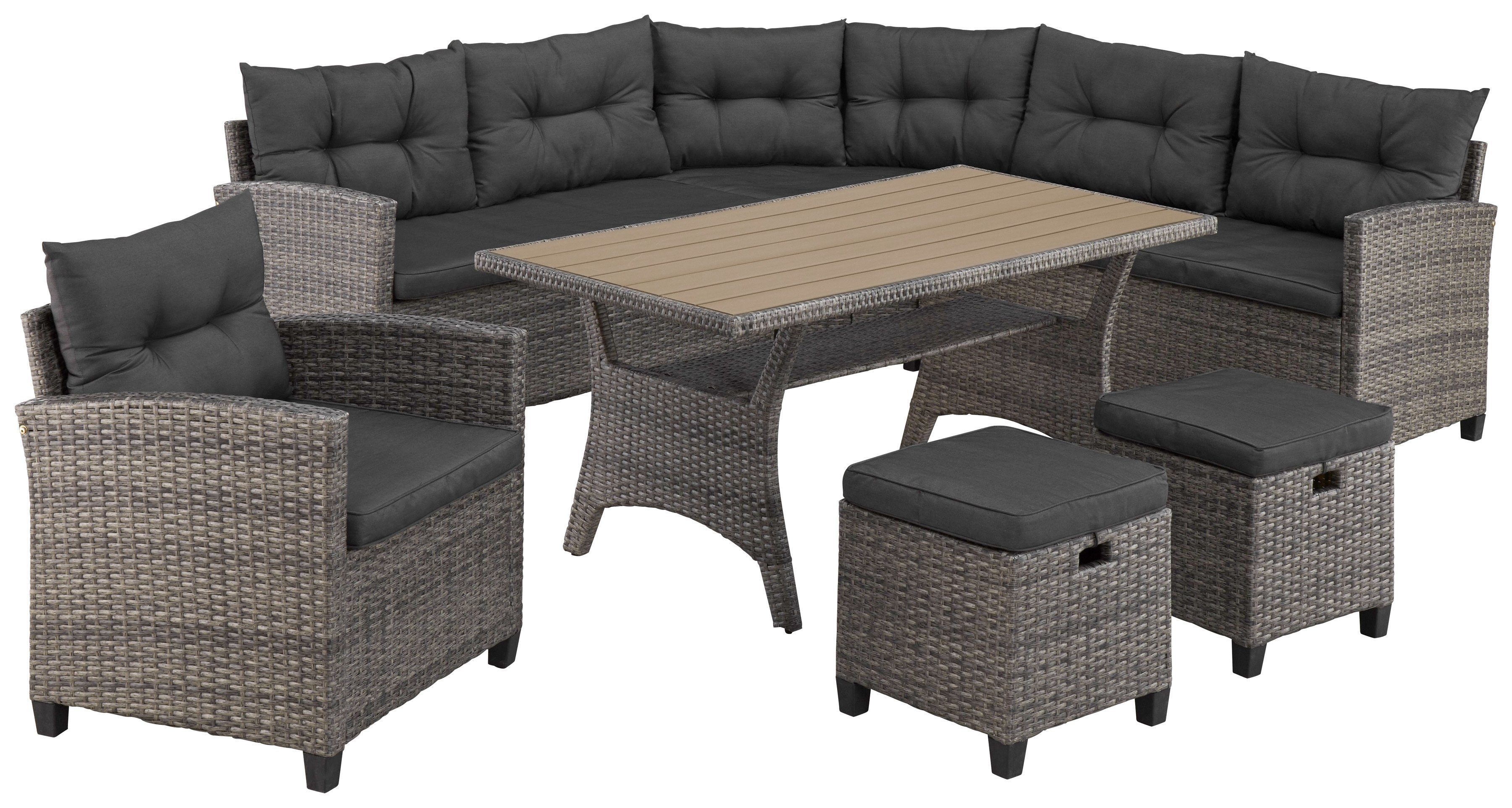 KONIFERA Gartenlounge-Set Keros Premium, (Set, 20-tlg., 2x 2er Sofa, 1x Eck günstig online kaufen