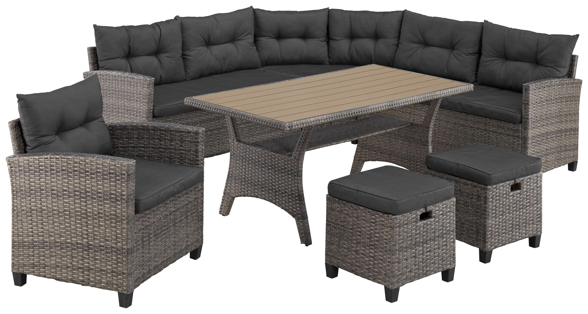 KONIFERA Gartenlounge-Set Keros Premium Vintage Grau-braun