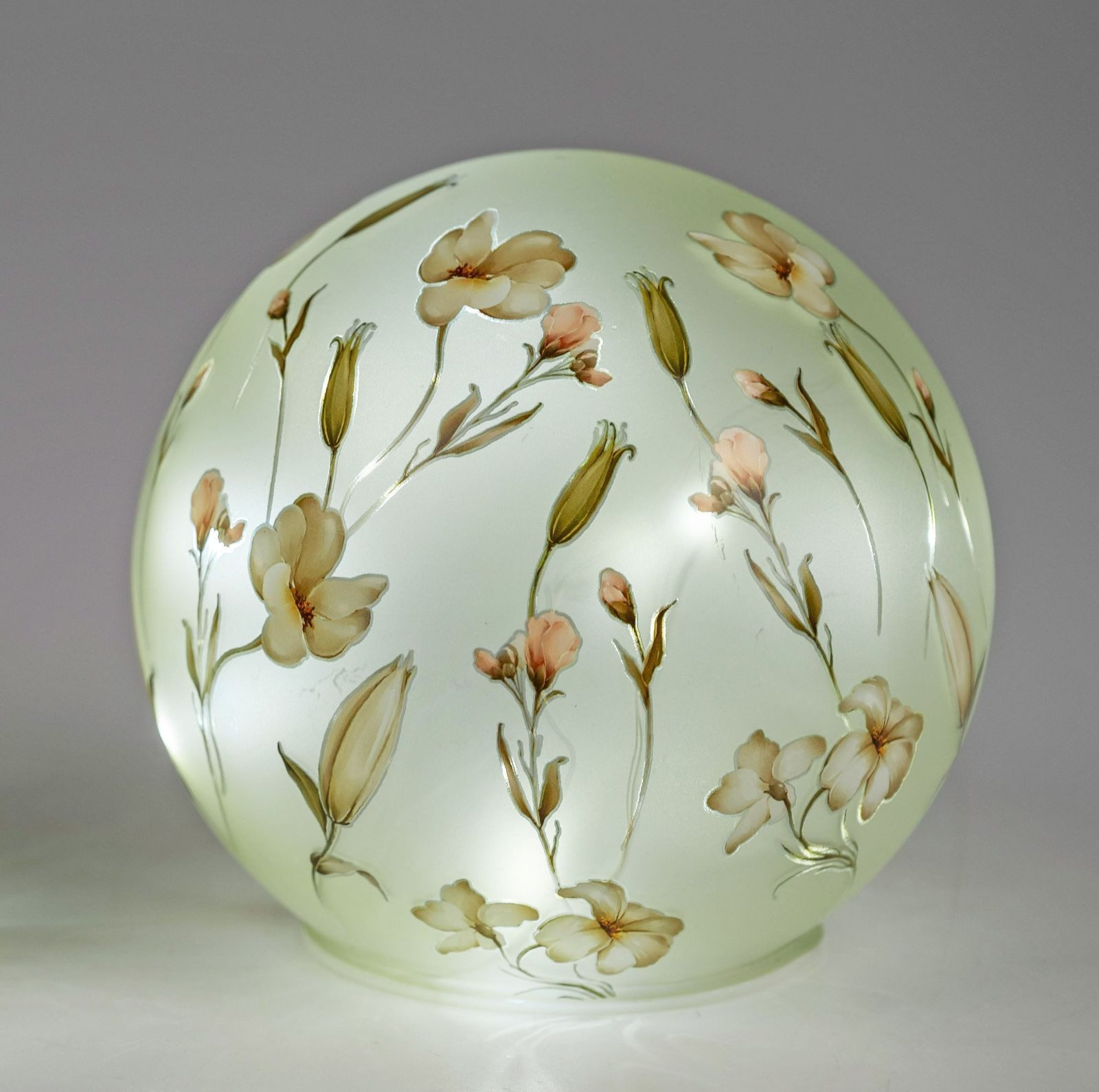 formano LED Dekolicht Deko Kugel Blütentraum Glas 15 cm Glasleuchte mit Blumen Dekor Timer, LED fest integriert