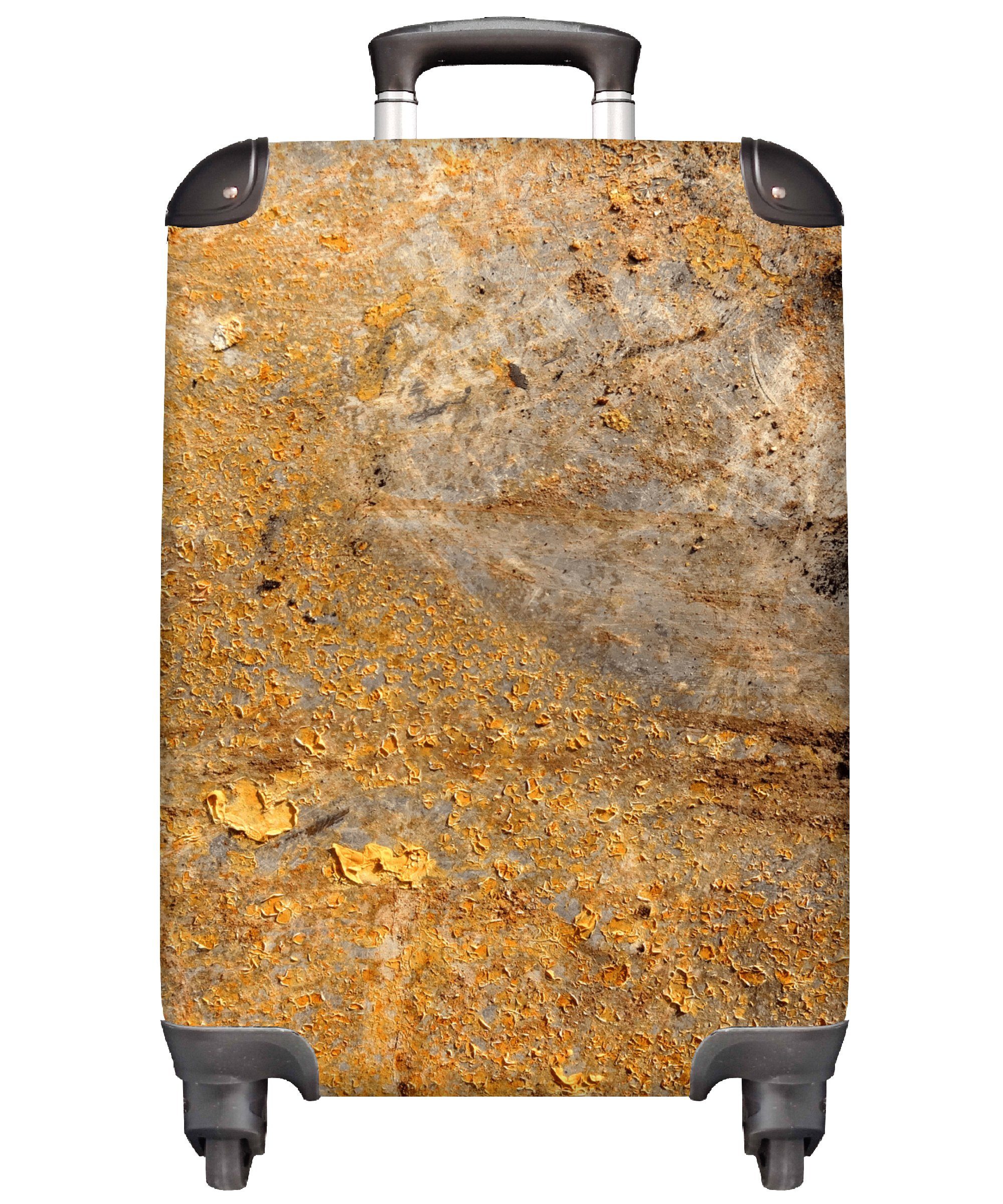 MuchoWow Handgepäckkoffer Metall - Rost - Gold - Grau - Textur, 4 Rollen, Reisetasche mit rollen, Handgepäck für Ferien, Trolley, Reisekoffer