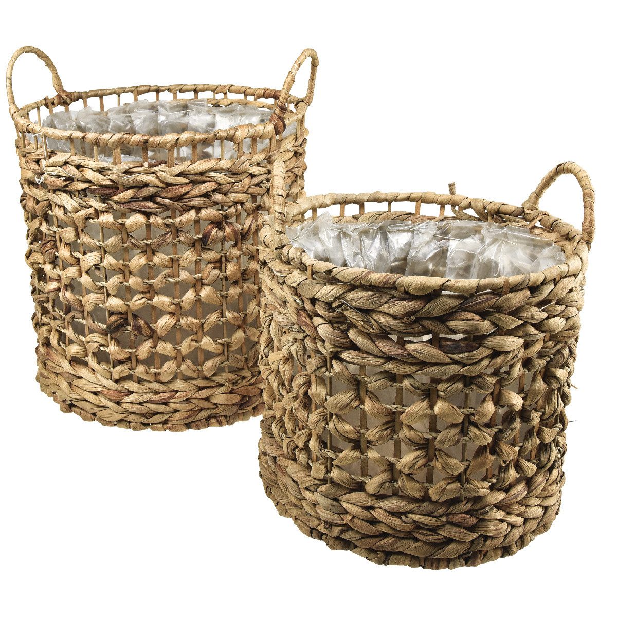 Dekokorb 2er Set Pflanzkörbe aus Seegras und Wasserhyazinthe Ø31/26cm -