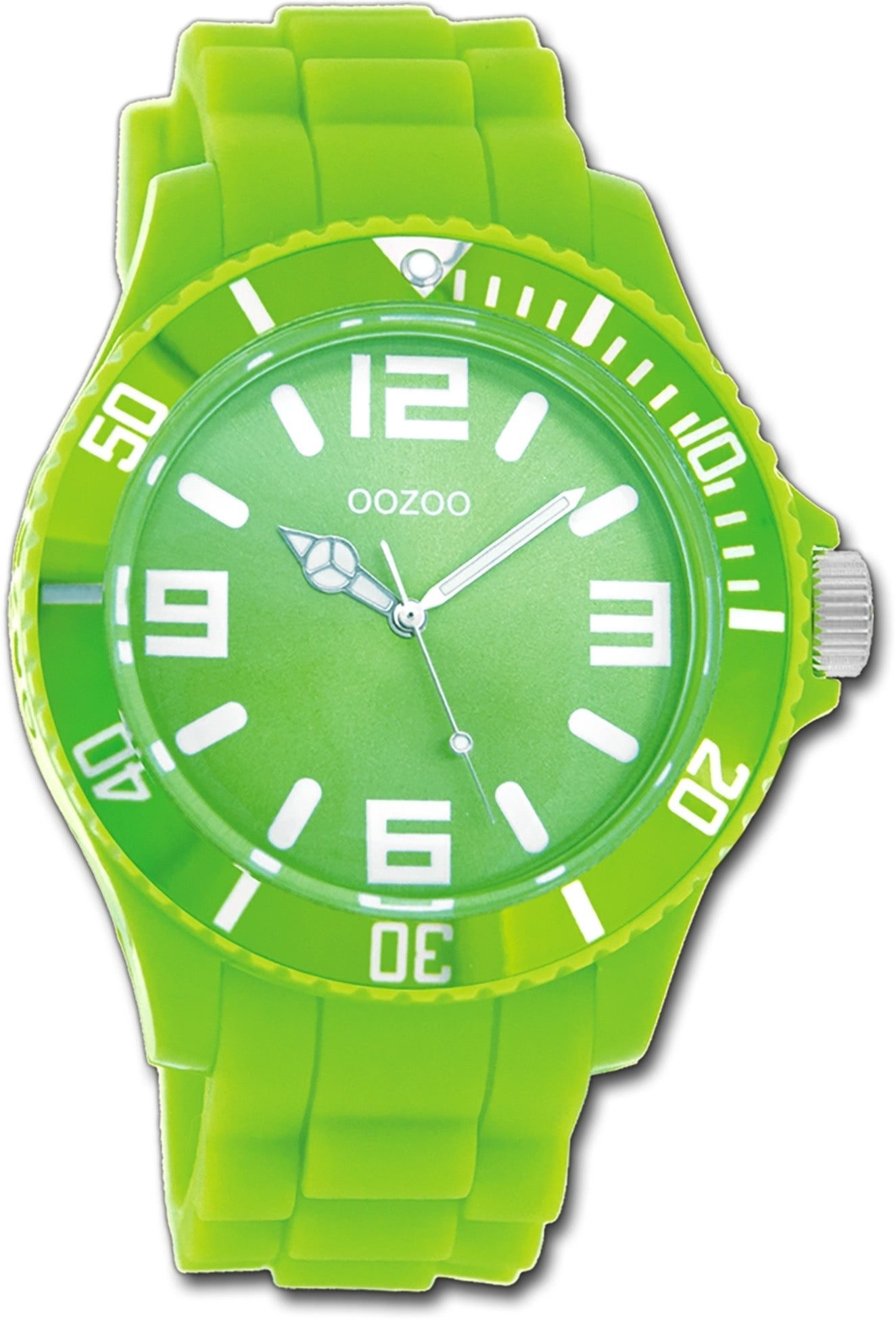 OOZOO Quarzuhr Oozoo Unisex Armbanduhr Vintage Series, (Analoguhr), Damen, Herrenuhr Silikonarmband grün, rundes Gehäuse, groß (ca. 43mm)