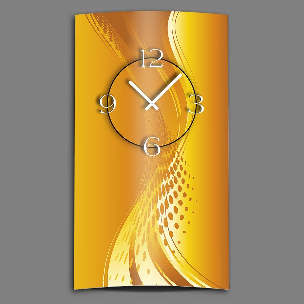 dixtime Wanduhr Abstrakt orange hochkant Designer Wanduhr modernes Wanduhren Design (Einzigartige 3D-Optik aus 4mm Alu-Dibond) | Wanduhren