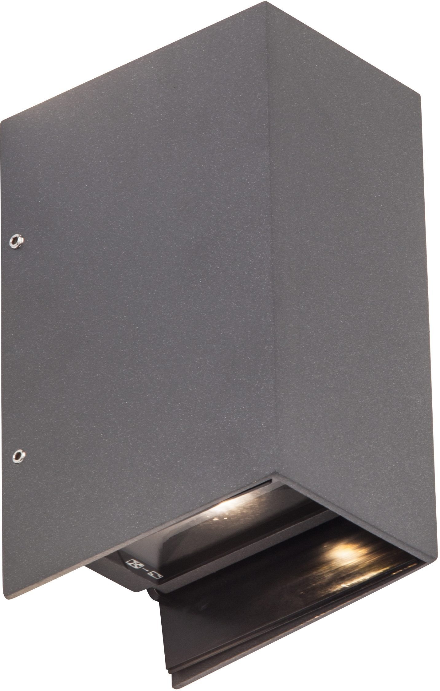 AEG LED Außen-Wandleuchte ADAPT, LED fest integriert, 17,2cm Höhe, Aluminium /Glas, anthrazit, Metall, schwarz, Gartenleuchte