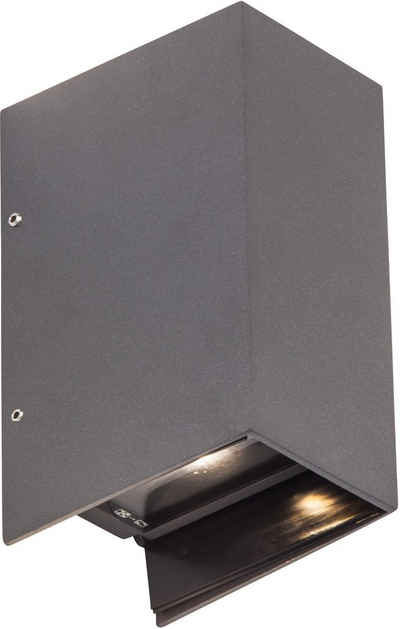 AEG LED Außen-Wandleuchte ADAPT, LED fest integriert, 17,2cm Höhe, Aluminium/Glas, anthrazit, Metall, schwarz, Gartenleuchte