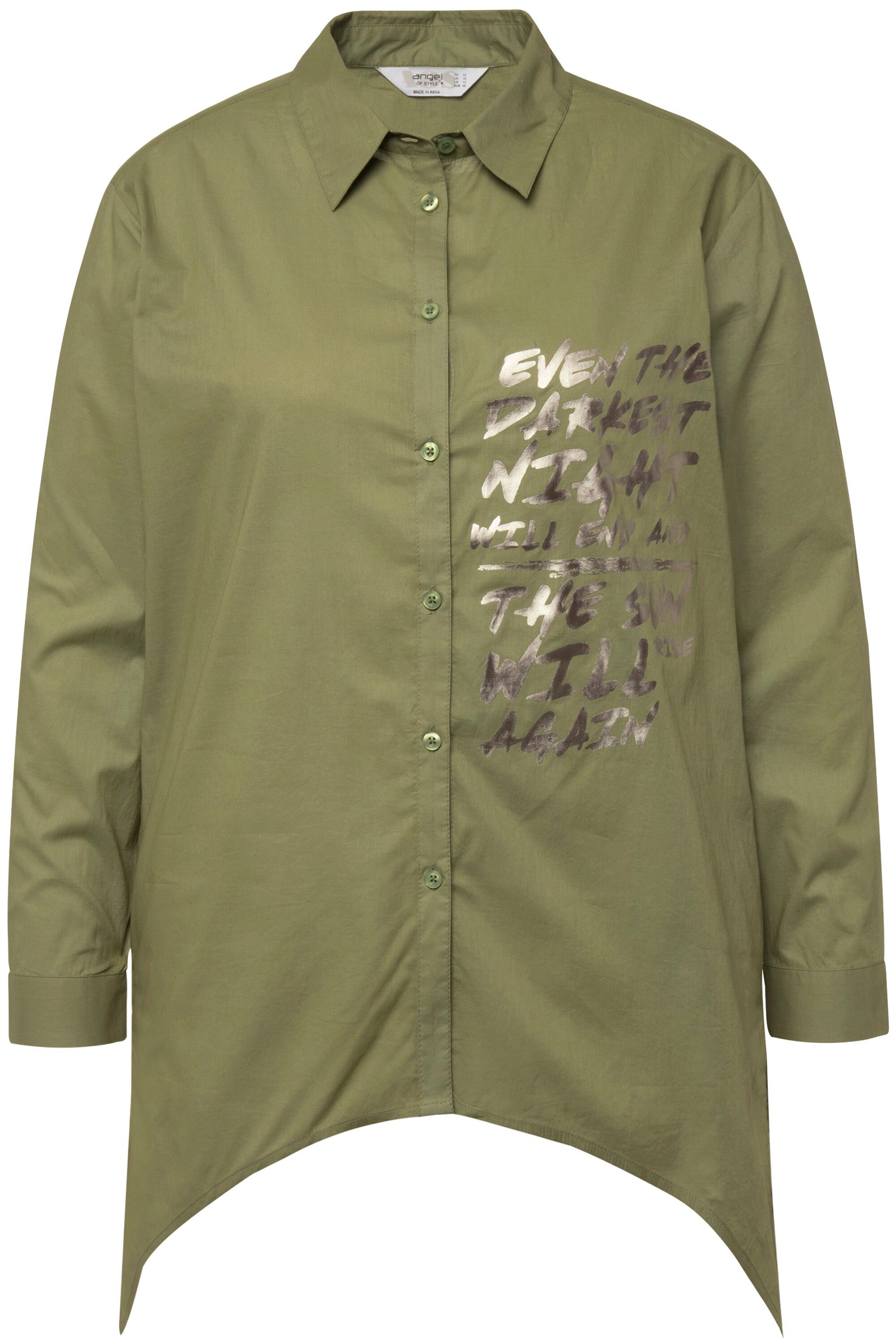 Janet & Joyce Hemdbluse Hemdbluse Voile Seiten-Druck Langarm Zipfelsaum günstig online kaufen