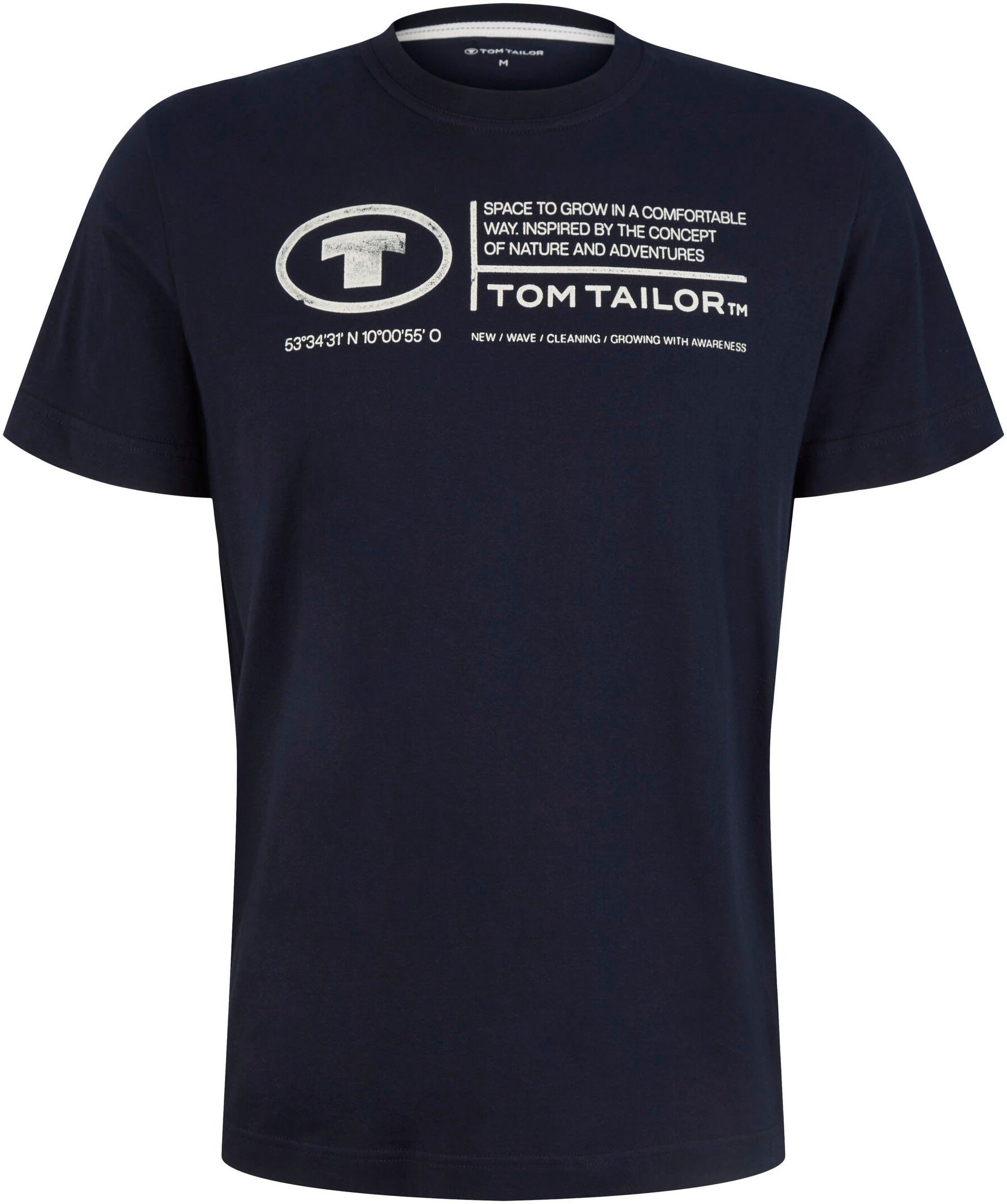 TOM TAILOR Print-Shirt Frontprint T-Shirt Tom Tailor dunkelblau Herren