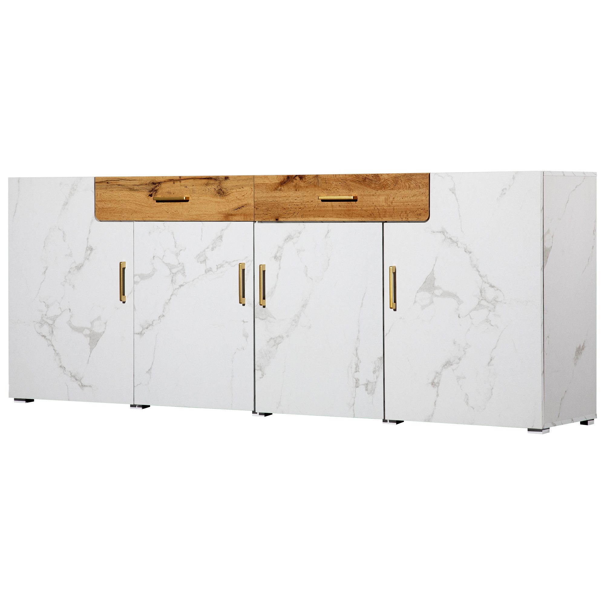 Merax Sideboard, Holz,Highboard,Anrichte,Kommode Marmoroptik,B: 208cm günstig online kaufen
