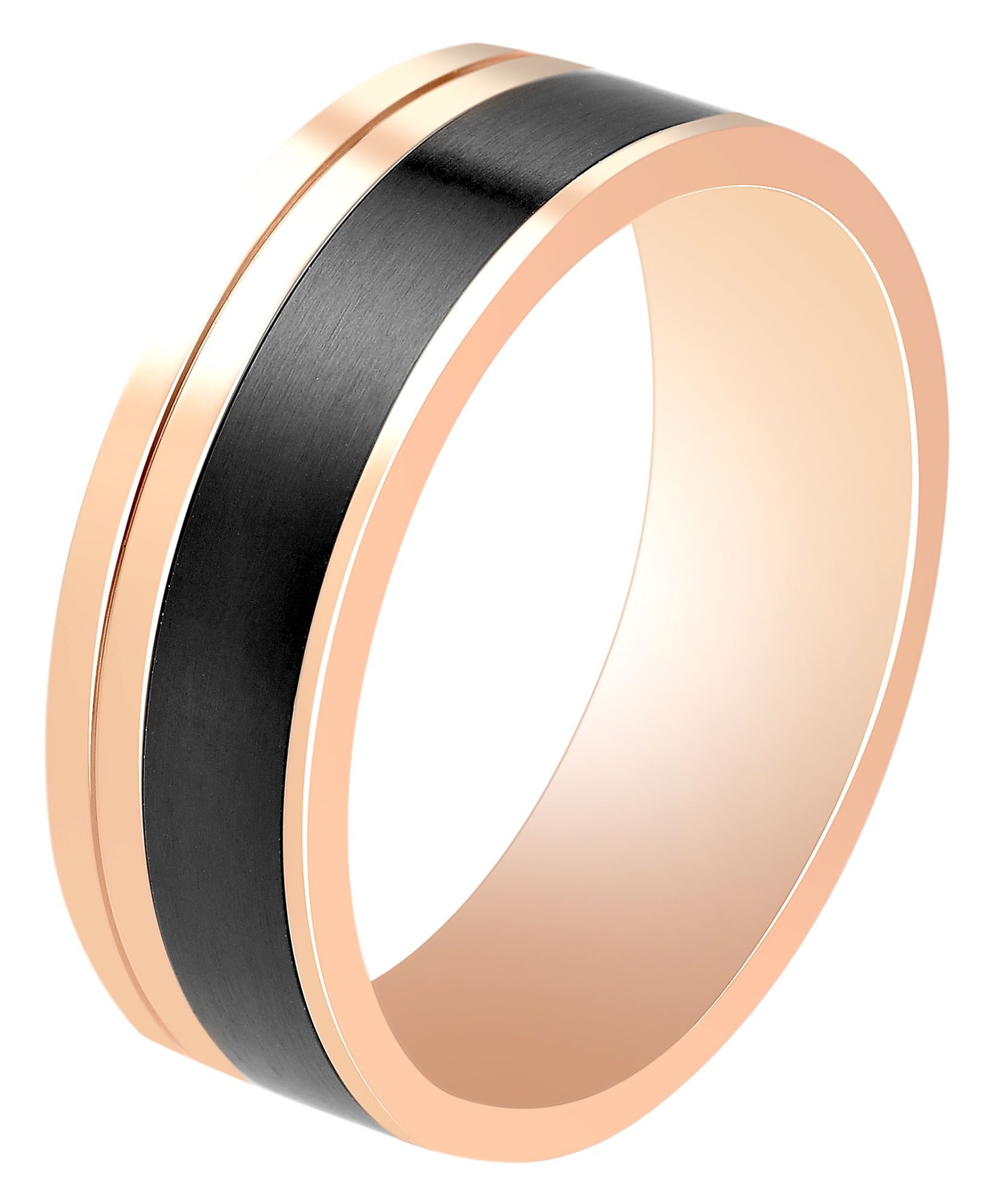 AKZENT Partnerring Ivano aus Edelstahl, roségoldfarben/schwarz, günstig online kaufen